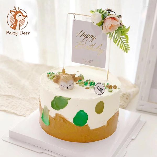 Fournitures de fête mignon résine gâteau Topper cerf artificiel noël maison décor de bureau anniversaire outils de cuisson décorations de noël doux cadeau