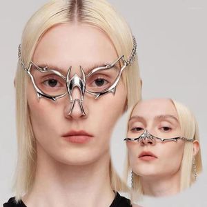 Fournitures de fête Cyberpunk Luxe Femmes Exagérer Chaîne En Métal Masque Mode Nez Décoration Visage Ornement Bijoux Mascarade Accessoires