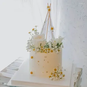 Fournitures de fête thème marguerite, décoration de gâteau d'anniversaire, banderole de première décoration pour fête prénatale, mariage, 100 jours