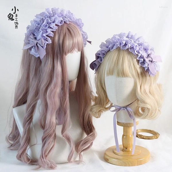 Fournions de fête Dark Doll Lolita Gothic Hairpin Headress Coie Accessoires de cheveux Lo Niang All- Lace Band