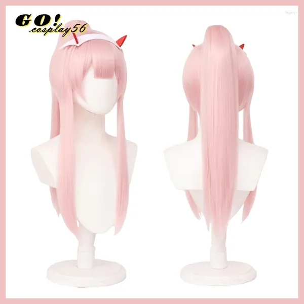 Fournitures de fête DARLING In The FRANXX Code 02 Cosplay perruque queue de cheval zéro deux maillots de bain longue ligne droite rose natation coiffure cheveux synthétiques