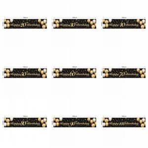 Party Supplies Decor Happy Birthday Backlop Banner voor volwassen Black Gold Party Photo Props 20220530 D3