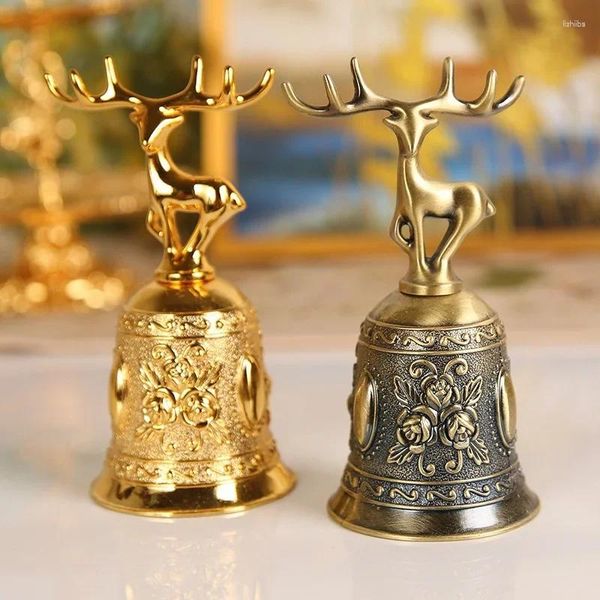 Fournitures de fête cloches de cerf Roses renne main cadeaux de noël gravé Antique église Bronze cloche créative décoration de la maison