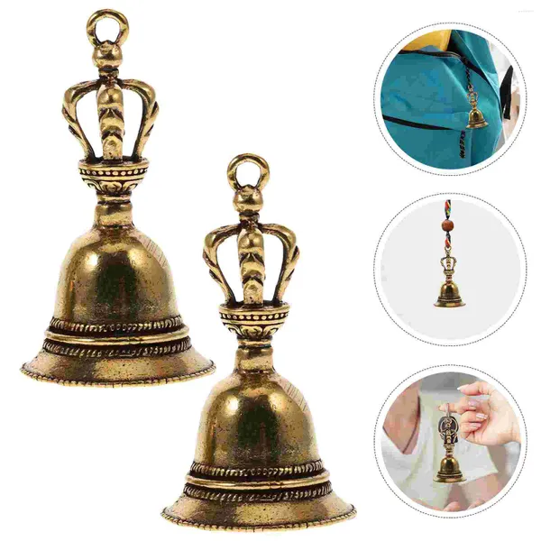 Fournitures de fête DIY Chain de clés suspendu les figurines rétro de cloche Bells Statues en laiton pendentifs vintage Keychain Hand Shake Baby Toy