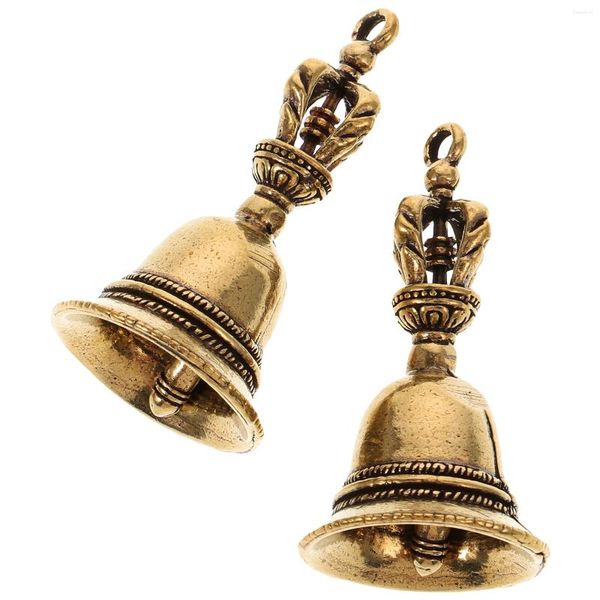 Suministros de fiesta DIY llavero colgante campana Vintage campanas de cobre llavero colgantes mano agitar bolso anillo de latón