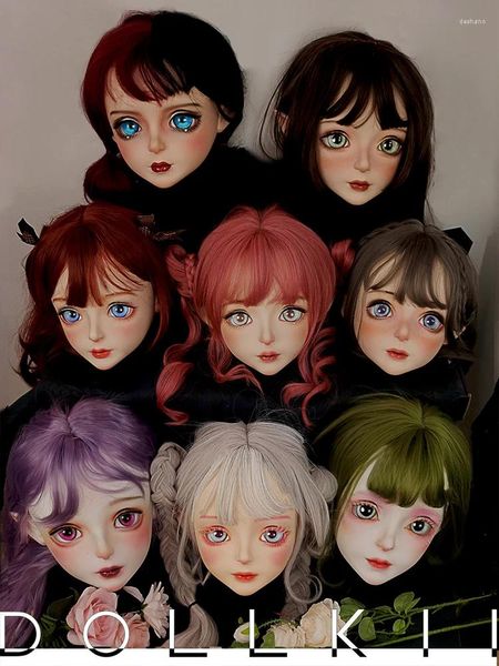 Party Supplies (Dollkii-S1) Quality Feme Female Resin Resin Half Head Cosplay Japon Role BJD Kigurumi Mask Crossdress Doll