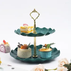 Supplies de fête Double couche Cake Candy Stand Round Mariage Plaque de fruits Affichage Decoration Home Decoration Tableau Exquis