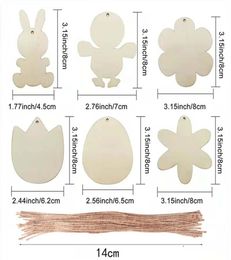 Fournitures de fête Pâques Pâle Poulet Poulet creux Décoration suspendue avec des trous Décoration de maison en bois DD9747355041