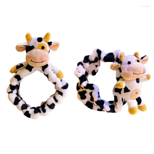 Suministros de fiesta, lazos elásticos para el cabello, sombreros de vaca 3D de dibujos animados, cuerdas de terciopelo, Coletero de felpa, encantador soporte para cola de caballo para regalo de niña