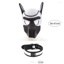 Feestbenodigdheden exotische accessoires kleur latex rubber gewatteerde hondenmasker kap met verstelbare kraag voor mannen dames puppy cosplay en rollenspel