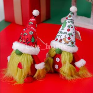 Poupée en peluche Gnome vert Grinch sans visage, fournitures de fête, décorations de noël, décor de table de noël