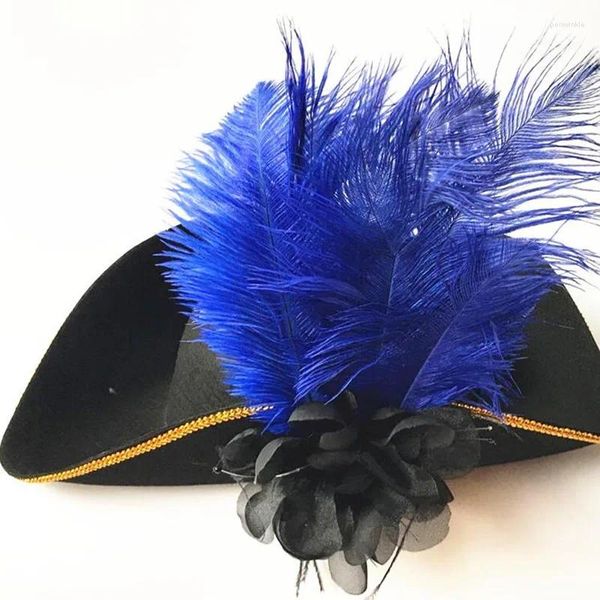 Suministros de fiesta Feather Pirate Hat Adultos Men Royal Court Top Hats Caps Props Mascarada Accesorio para el cabello Cosplay de disfraz de Halloween