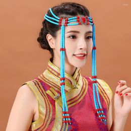 Party Supplies Festival Kostuum Accessoires Women Elegant hoofdtooi Beautiful Mongolia Long Hair Princess Cosplay Headwar