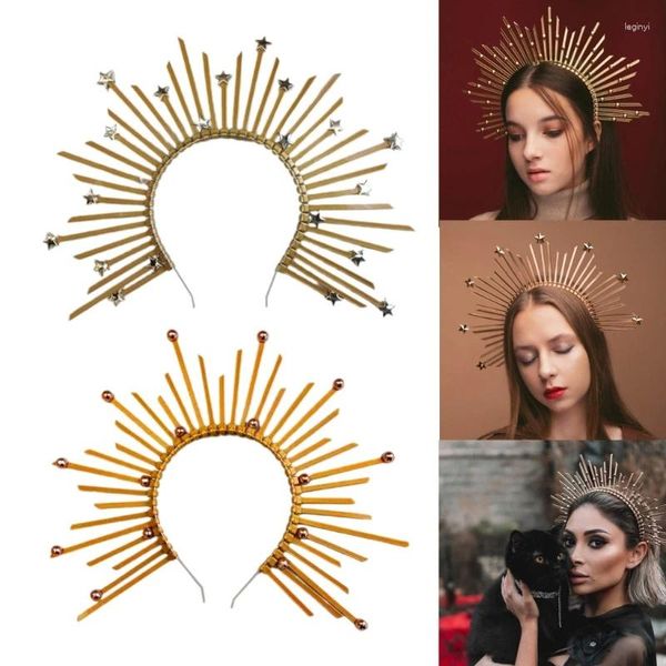 Fournitures de fête Étoile à cinq branches Tête ronde Boucle Halo Couronnes Costume d'Halloween Déesse Chapeaux Robe de sorcière Accessoires pour cheveux Drop Ship