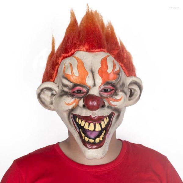 Suministros de fiesta Flame Jester Latex Mask Halloween Horror Fancy Dress Cosplay Aplazon Props Tarro de Clown Masks