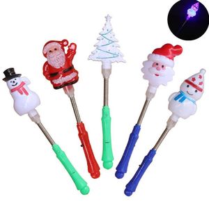 Suministros para fiestas Flash Juguete de Navidad Dibujos animados Glow Stick Resortes coloridos Varita mágica Lindo Santa Muñeco de nieve Árbol de Navidad Juguete para niños Regalo de Navidad SN3085