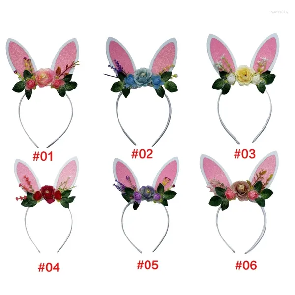 Suministros para fiestas, decoración de flores, aro para el pelo con orejas, diadema de maquillaje para mujeres y adolescentes, accesorios para Cosplay de Pascua y Halloween