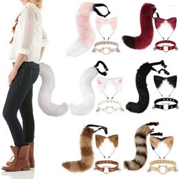 Party Supplies Fluffy Animal Orets Band Furry Hair Hoop Collier Set Set Cuir Choker pour Halloween Masquerade Fancy Dishing