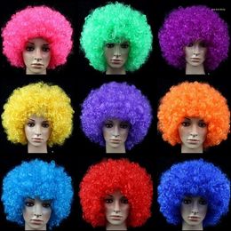 Fournions de fête Coiffure afro Funny Clown Fluffy Explosif Head Wig Cosplay Dance Poiveau à cheveux coloré