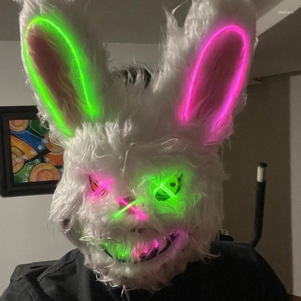 Suministros de fiesta Funny Led Mask Led Luminoso Luminosa Atinguos de cosplay de orejas largas