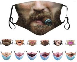 Fournitures de fête drôles de barbe souriante hommes face masque filtrant poche lavable bourdonnable réutilisable pour les femmes