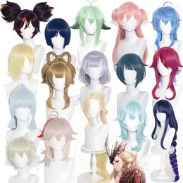 Party Levering Genshin Impact Noelle Eula Raiden Shogun Kamisato Ayaka Sucrose Yanfei Cosplay Wig Heat Resistant Synthetic Hair Wigs Cap
