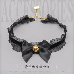 Feestbenodigdheden meisje lolita ketting anime accessoires zwarte witte kanten vlinderdas unisex kostuumaccessoire voor kleding