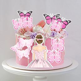 Suministros de fiesta para niñas pastel de cumpleaños topper mariposa decoración de temas de bodas postre de bodas postre