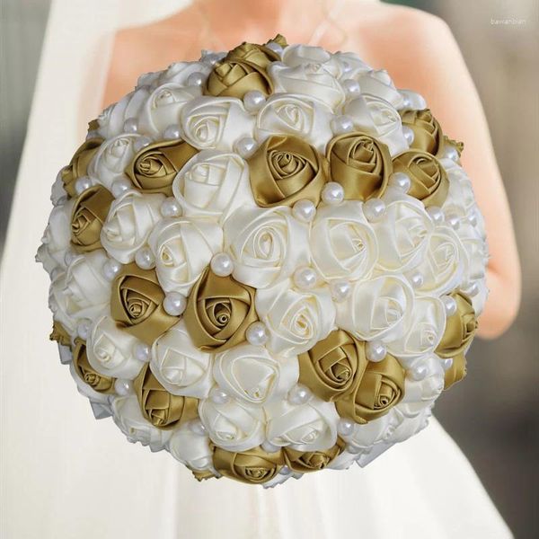 Fournions de fête Broche d'or Bouquets de mariage de mariée diamant