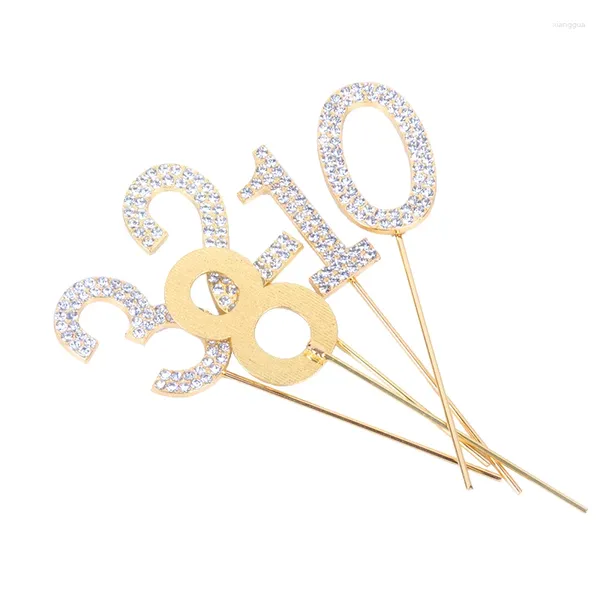 Fournions de fête Gold Numéro de gâteaux Cake Toppers paille