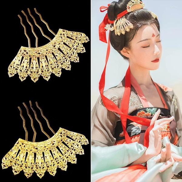 Épingle à cheveux Vintage dorée en alliage, fournitures de fête, accessoires pour cheveux de princesse, bâton de mariée rétro, bijoux pour femmes, cadeau, spectacle de modèles