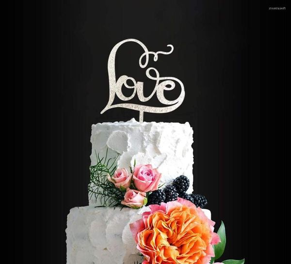 Suministros para fiestas Gorgeous LOVE Cake Topper Clásico Astilla Boda Nupcial Ducha Aniversario