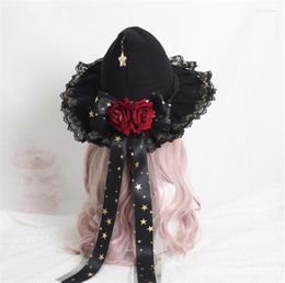 Feestbenodigdheden prachtige heksenhoeden maskerade rose bloem boog wizard hoed gotische lolita Halloween cosplay kostuum accessoires d983