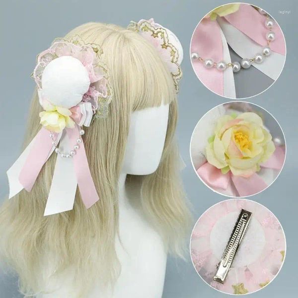 Pince à cheveux gothique en dentelle, fournitures de fête, avec nœud en ruban, épingle à cheveux, accessoires de Cosplay de demoiselle d'honneur Anime