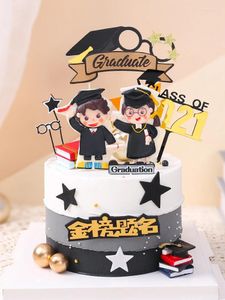 Fournitures de fête Graduation Cadeau Gâteau Topper Décoration Poupée Garçon Fille Couple Festival Cérémonie Enterrement De Vie De Garçon Chapeau Acrylique Dessert Plugin