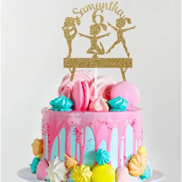 Party Supplies Gymnastics Cake Topper paillettes personnalisées Nom d'anniversaire personnalisés filles