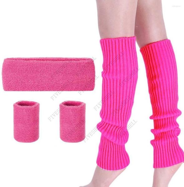 Party Supplies Halloween 80s Dance Cosplay Headband Wrist Guard Knitted Leg Set Yoga Sports Sweat Absorbing Hair Band