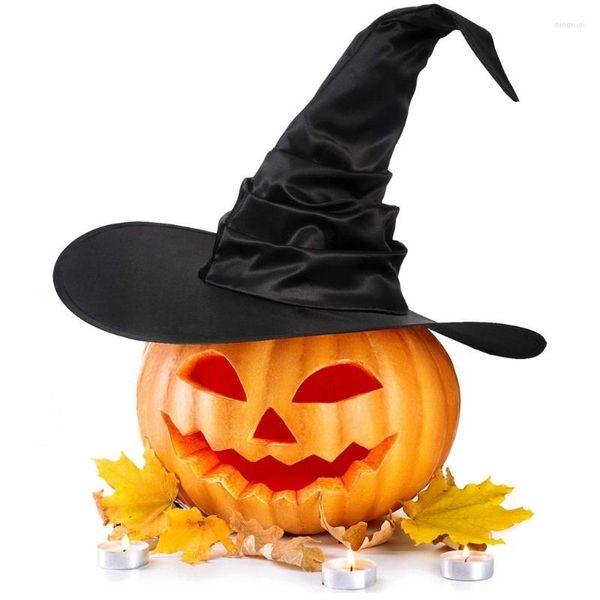 Suministros de fiesta para Halloween, sombrero de mago y bruja con pliegues negros, campana en ángulo, tocado de Cosplay, gorro de diablo creativo, accesorios, regalos