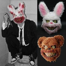 Couvre-tête sanglant d'halloween, fournitures de fête, masque de Cosplay lapin ours pour femmes et hommes, couvre-chef, accessoires de Costume d'horreur