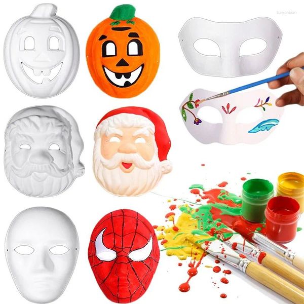 Suministros de fiesta Halloween Cosplay Mask for Men Mujeres Diy Pintado en blanco pintado en blanco Santa Claus Zoro Festival de disfraces de disfraces