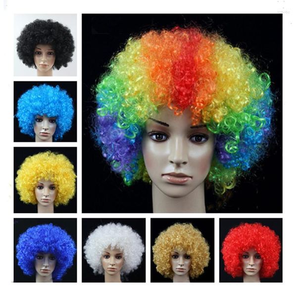 Suministros para fiestas Halloween Rizado Redondo Explosión Peluca de pelo Cosplay Danza Postizo Colorido Divertido Payaso Fans Afro Peinado Niños Adultos