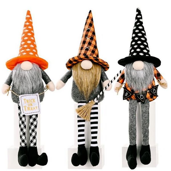 Fournitures de fête Décorations d'Halloween Gnomes Poupée en peluche faite à la main Tomte suédoise Table naine à longues jambes Ornements Cadeaux pour enfants C0815