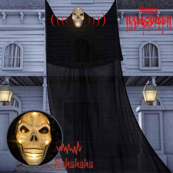 Fournitures de fête Décorations d'Halloween Fantôme suspendu effrayant avec éclairage contrôlé par le son Décor de cour intérieur/extérieur effrayant PHJK2108