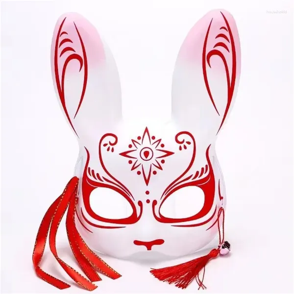 Masque de renard pour Halloween, fournitures de fête, Costume japonais Kabuki-Kitsune, demi-masque oreilles de lapin, accessoire de mascarade