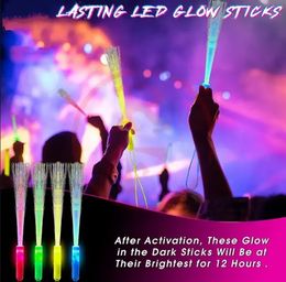 Feestbenodigdheden Halloween Glow Fiber Wands Sticks LED Optic Light Up Colorf flitsende toverstok voor feestelijke BB0223