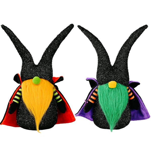 Articles de fête Halloween Gnomes faits à la main Tomte suédois Nisse ornements avec manteau de sorcière noire décorations de table enfants cadeaux XBJK2108