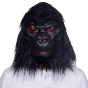 Party Supplies Halloween Gorilla Volledig hoofdmasker Latex Black Chimpanzee Lifelike Dier met haarcosplay Kleding Cover