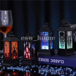 Feestartikelen Halloween Lichtgevende Olielamp Ornamenten Skull Pumpkin Lantern Venster Scène Layout Kleine Wind Lantaarns Gloeiend Speelgoed voor Gift