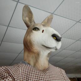 Feestbenodigdheden Halloween -masker Kangaroo Horse Natural Latex Animal Caps Toys Movie Theme Props