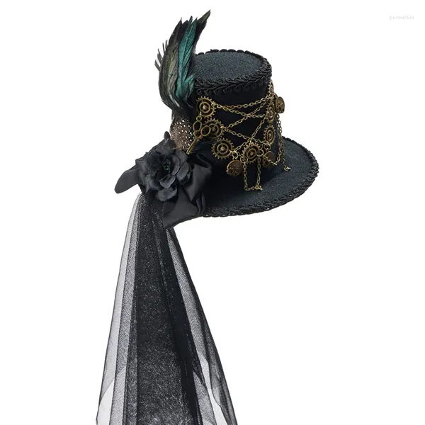 Mini chapeau Punk pour Halloween, fournitures de fête, engrenages Steampunk, chaîne, plumes, nœud papillon, petits chapeaux, pince à cheveux Cosplay